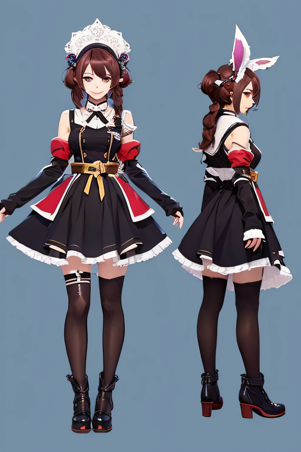 Vtuver、cute little、gamer、Red-haired、maid clothes、dual、Cat face、Tsundere、De S、lolita、quadratic element、from girls frontline, girls frontline style, anime full body illustration, onmyoji detailed art, anime woman fullbody art, artwork in the style of guweiz, Anime Character; Full Body Art, guweiz, Fine details. girls' frontline