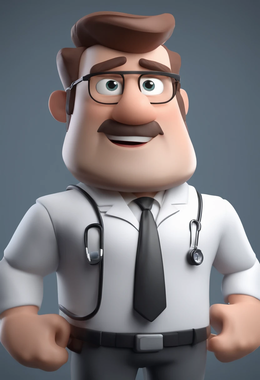 Cartoon character of a man dressed as a doctor, cabelos pretos com uma mecha branca e barba preta , animation character, Caractere estilizado, animation style rendering, 3D estilizado, Arnold Maya render, 3 d render stylized, toon render keyshot, Personagem 3D, Personagem 3D, 3d rendering stylized, 3 d character render, personagem de desenho animado, Personagem de close up, Pose de personagem, (Estilo Pixar) (master part:1.2) (Bokeh) (best quality) (pele detalhada) (textura detalhada) (8k) (argila) (Cinematic lighting) (foco nítido