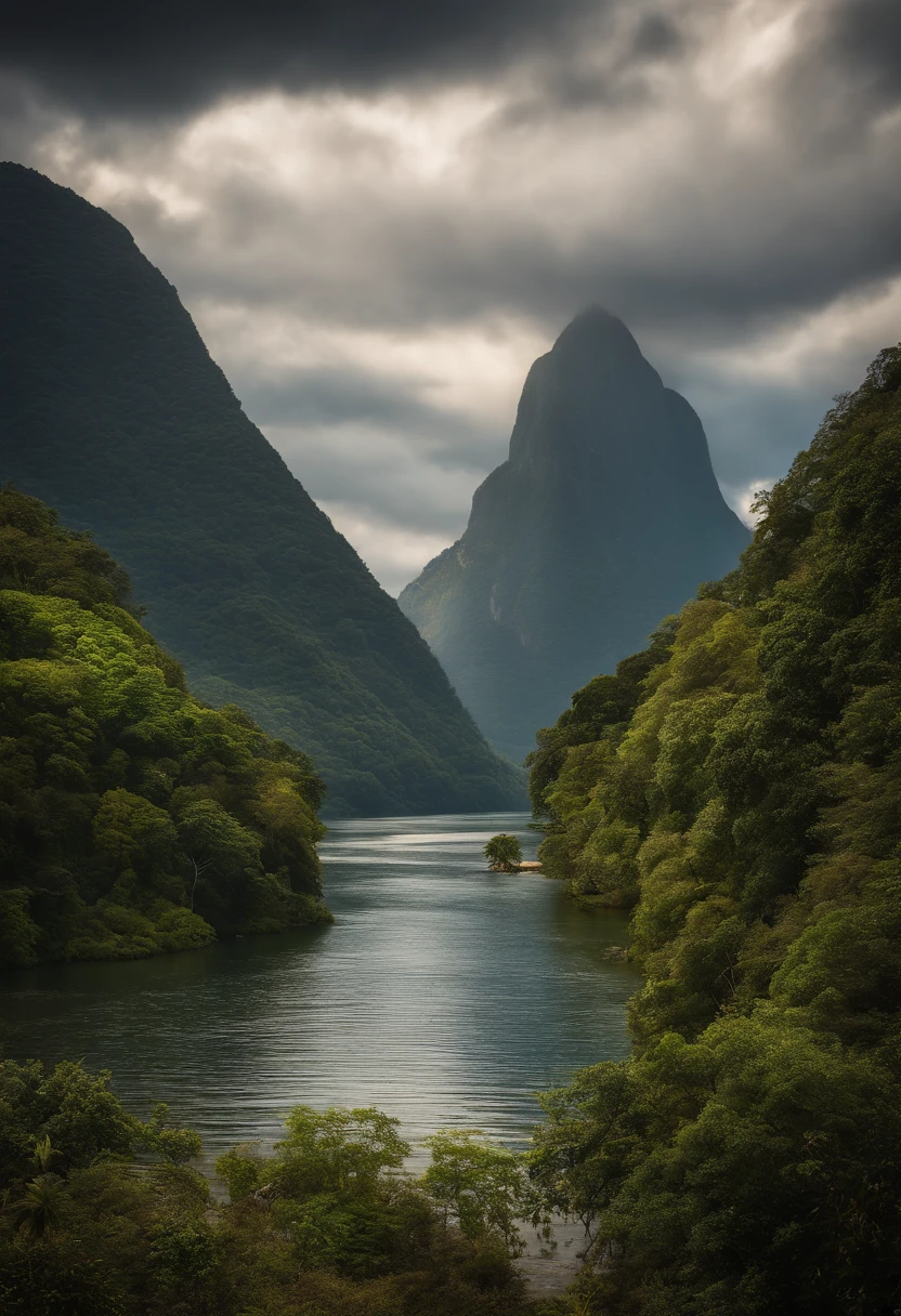 master part, best quality, alta qualidade, extremamente detalhado CG unidade 8k papel de parede, Landscape, ao ar livre, heaven, Cloud, heaven, Sem humanos, montanha, Landscape, water, tree, blue skies, waterfall, penhasco, Natureza, lago, Rio , Cloudy skies, fotografia premiada, Bokeh, profundidade de campo, HDR, florescer, chromatic aberration, fotorrealismo, Very detailed, trending on ArtStation, trending in cgsociety, intrincado, High detail, Dramatic, Arte no meio da jornada