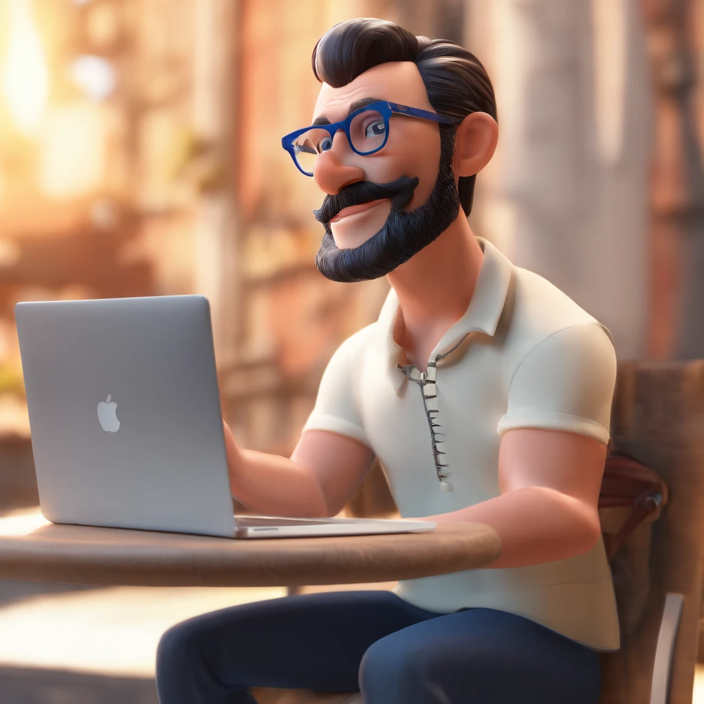 Hombre con gafas y barba blanca, en un MacBook, estilo pixar, Thierry Doizon, Andreas M Wiese, Vicente Maréchal, Frederico Daoust, Thierry Rouzier, Marcos Verhaagen, foto de perfil headshot, Foto selfie 8k, Imagen de avatar, con gafas y perilla, Hombre con gafas, taken in the early 2020s