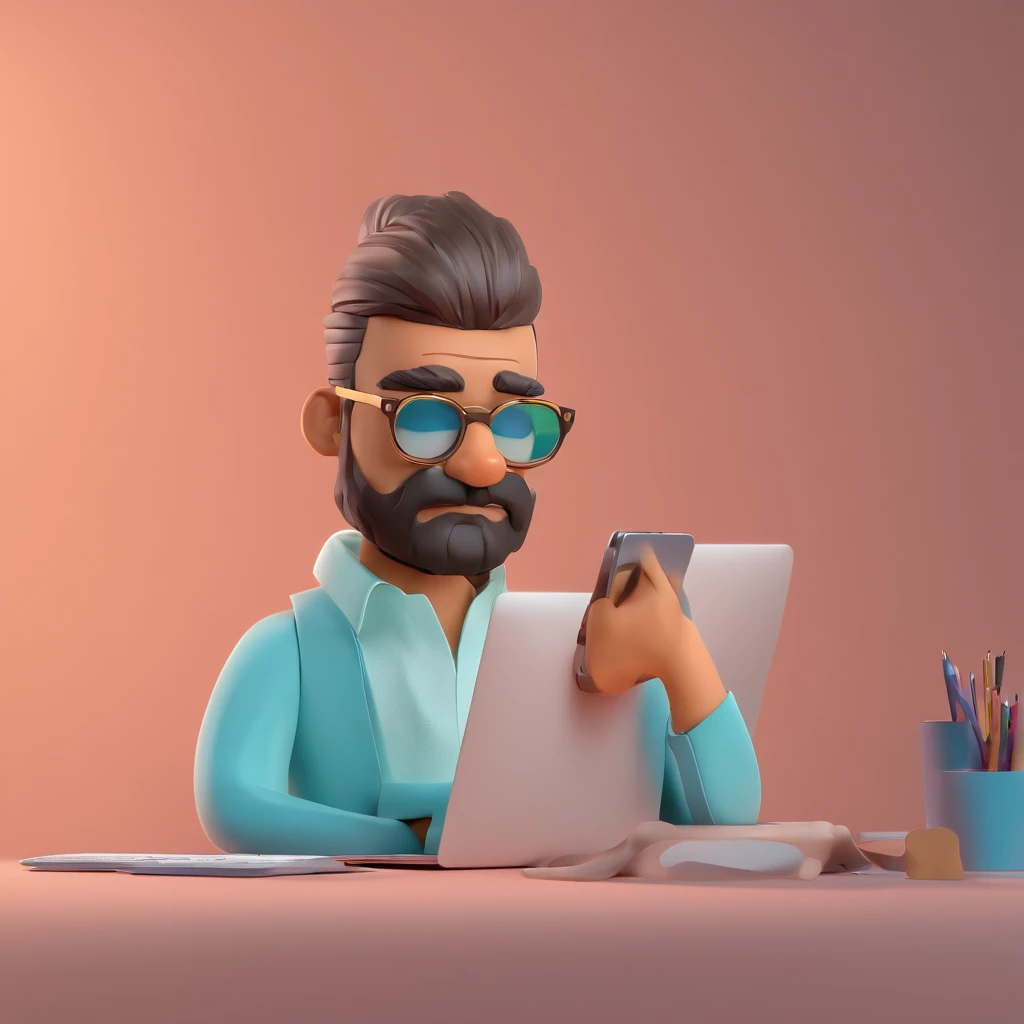 Hombre con gafas y barba blanca, en un MacBook, estilo pixar, Thierry Doizon, Andreas M Wiese, Vicente Maréchal, Frederico Daoust, Thierry Rouzier, Marcos Verhaagen, foto de perfil headshot, Foto selfie 8k, Imagen de avatar, con gafas y perilla, Hombre con gafas, taken in the early 2020s