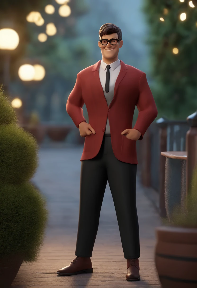 Personagem de desenho animado de um homem jovem, wearing black glasses, black cap and a black blouse, barbudo, um personagem animado, Caractere estilizado, animation style rendering, 3D estilizado, 3d stylized rendering, toon render keyshot, Personagem 3D, Personagem 3D , 3d rendering stylized, 3 d character render, personagem de desenho animado, Personagem de close up, Pose de personagem, (Estilo Pixar) (master part:1.2) (Bokeh) (melhor qualidade) (pele detalhada) (textura detalhada) ( 8k) (argila) (Cinematic lighting) (foco nítido,Senta e vaza a parte superior do corpo