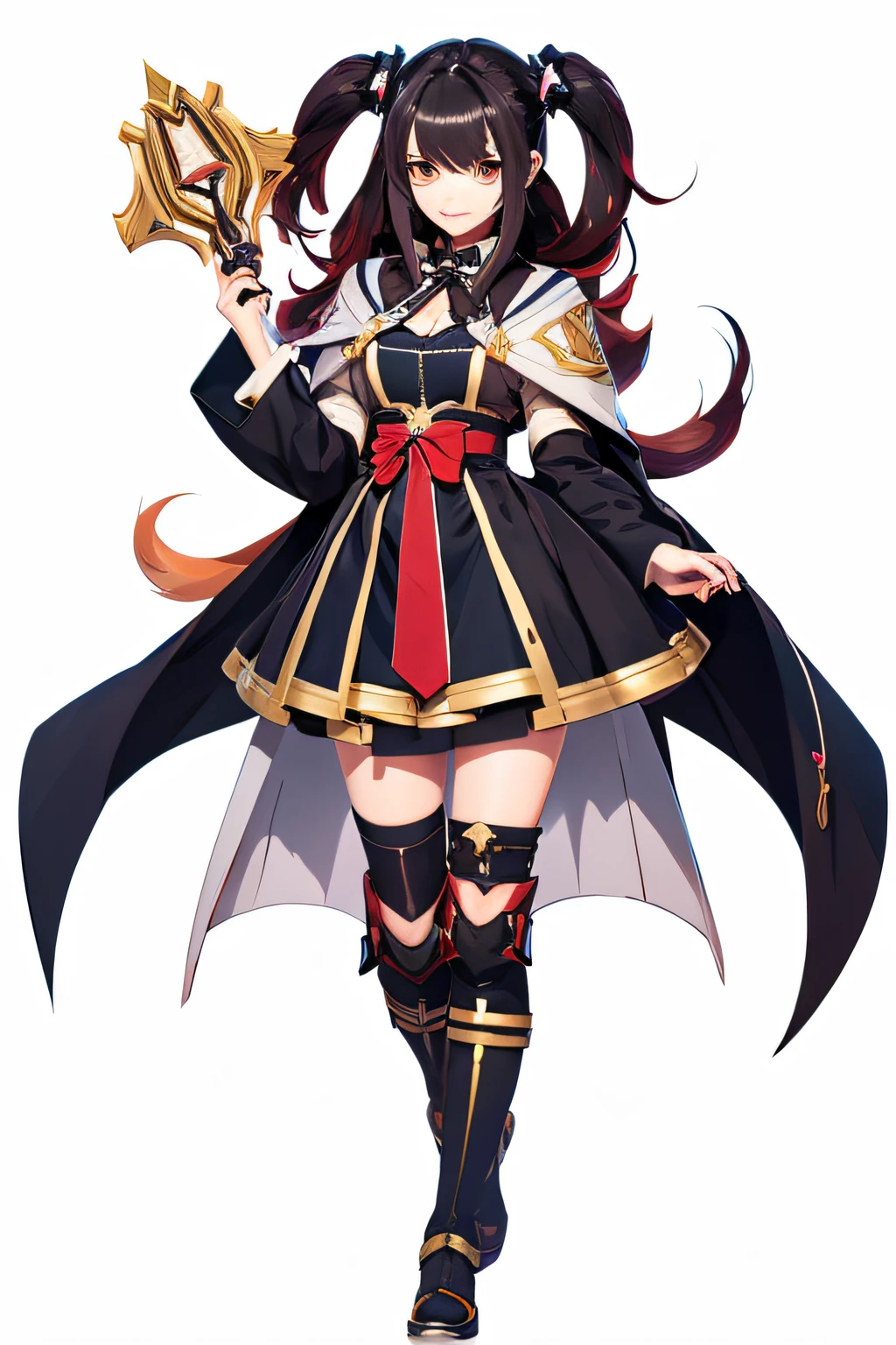 Vtuver、cute little、gamer、Red-haired、judges、French service、Anime character holding Gabel and the Goddess of Justice in his hands、dual、Cat face、Tsundere、De S、lolita、quadratic element、from girls frontline, girls frontline style, anime full body illustration, onmyoji detailed art, anime woman fullbody art, artwork in the style of guweiz, Anime Character; Full Body Art, guweiz, Fine details. girls' frontline