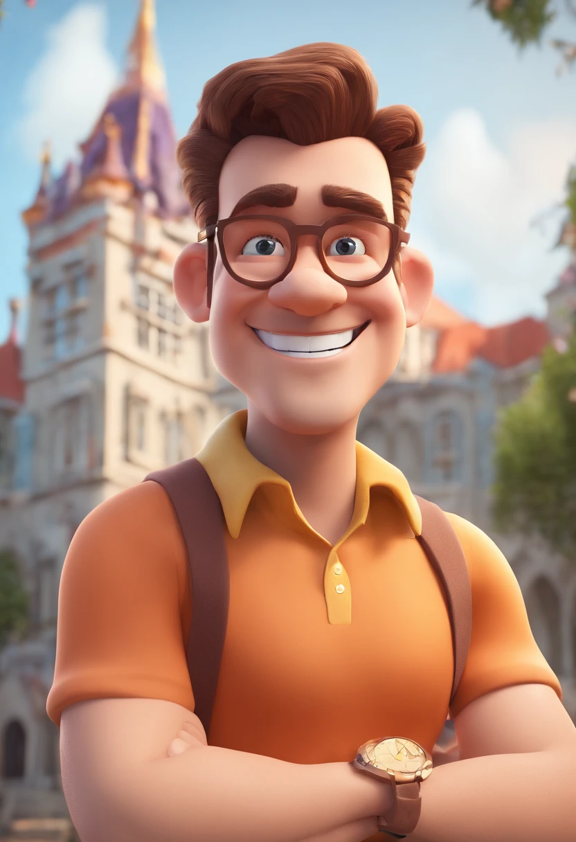 Smiling Man Illustration, sorriso insano, Homem de pele marrom com um sorriso gigante, happily smiling at the camera, sorriso atrevido, he's smiling, sorriso muito grande, Macho sorridente, foto de perfil headshot, rindo sorriso enorme, desenhando no estilo de Arte 3D, c4d, fundo de cor branco puro, estilo disney, estilo pixar render ilustracao Super Detalhe, 8k