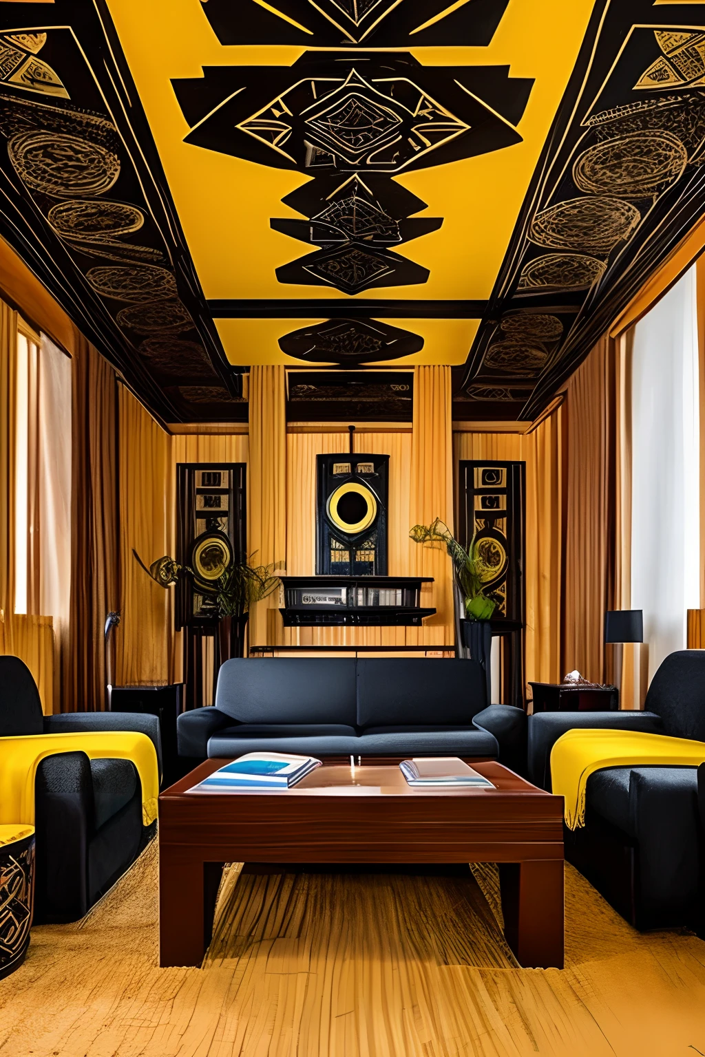 Imagine uma sala com imagens de deuses negros
