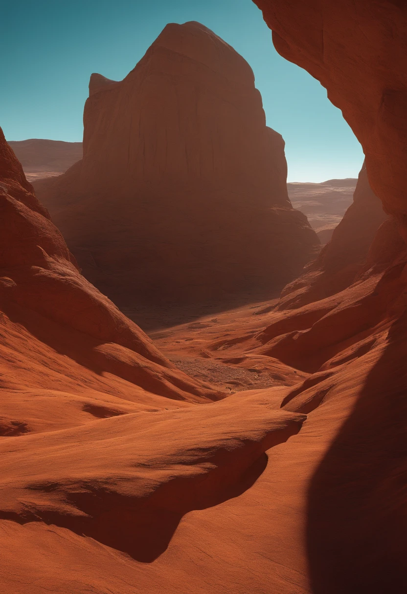 moebius style, underground, sub-terrain, no people, redominantlyy brown in color