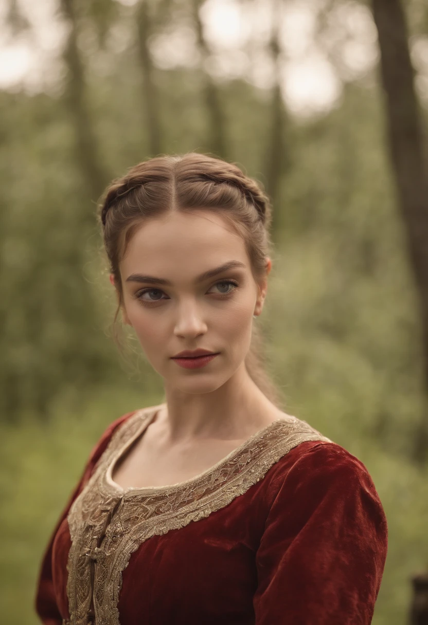(((uma ferida avermelhada profunda atravessa sua bochecha esquerda))) tez justa, mulher em torno de 19 anos, cabelos brancos naturais, olhos verdes distintos, vestindo kohl, slender and graceful, Beautiful, luz de velas em um ambiente medieval, Ultra sharp focus, tiro realista, roupas femininas medievais, cores tetradicas (cicatriz:1.4)