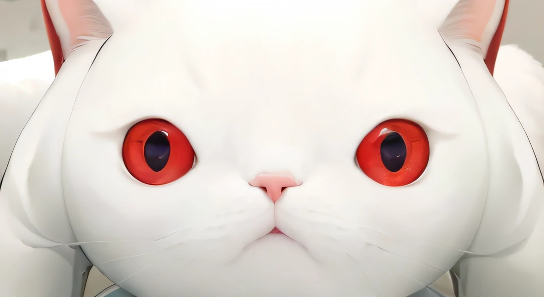 White cat,red eyes,Live action,a picture,4K