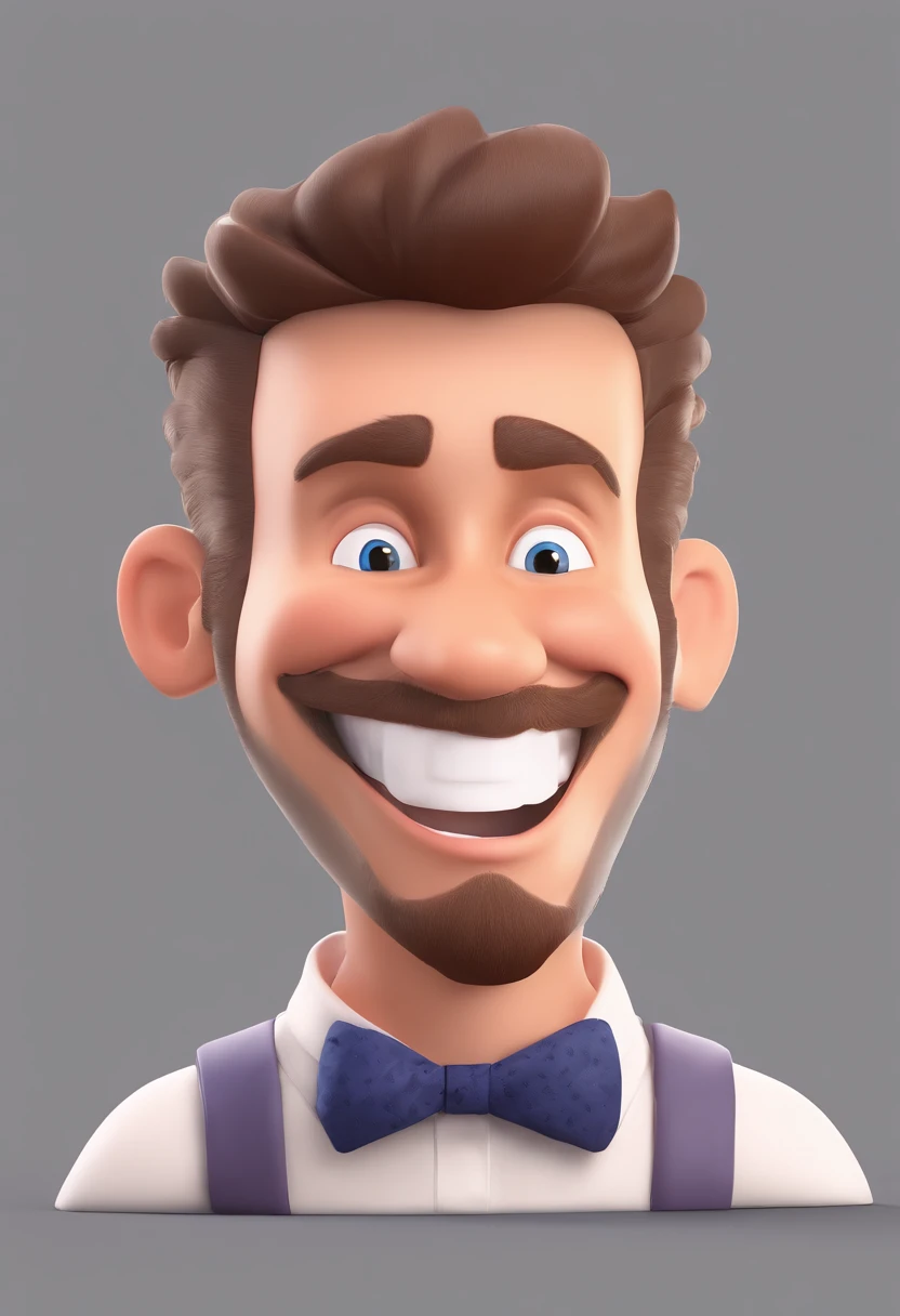 Smiling Man Illustration, sorriso insano, Homem de pele marrom com um sorriso gigante, happily smiling at the camera, sorriso atrevido, he's smiling, sorriso muito grande, Macho sorridente, foto de perfil headshot, rindo sorriso enorme, desenhando no estilo de Arte 3D, c4d, fundo de cor branco puro, estilo disney, estilo pixar render ilustracao Super Detalhe, 8k