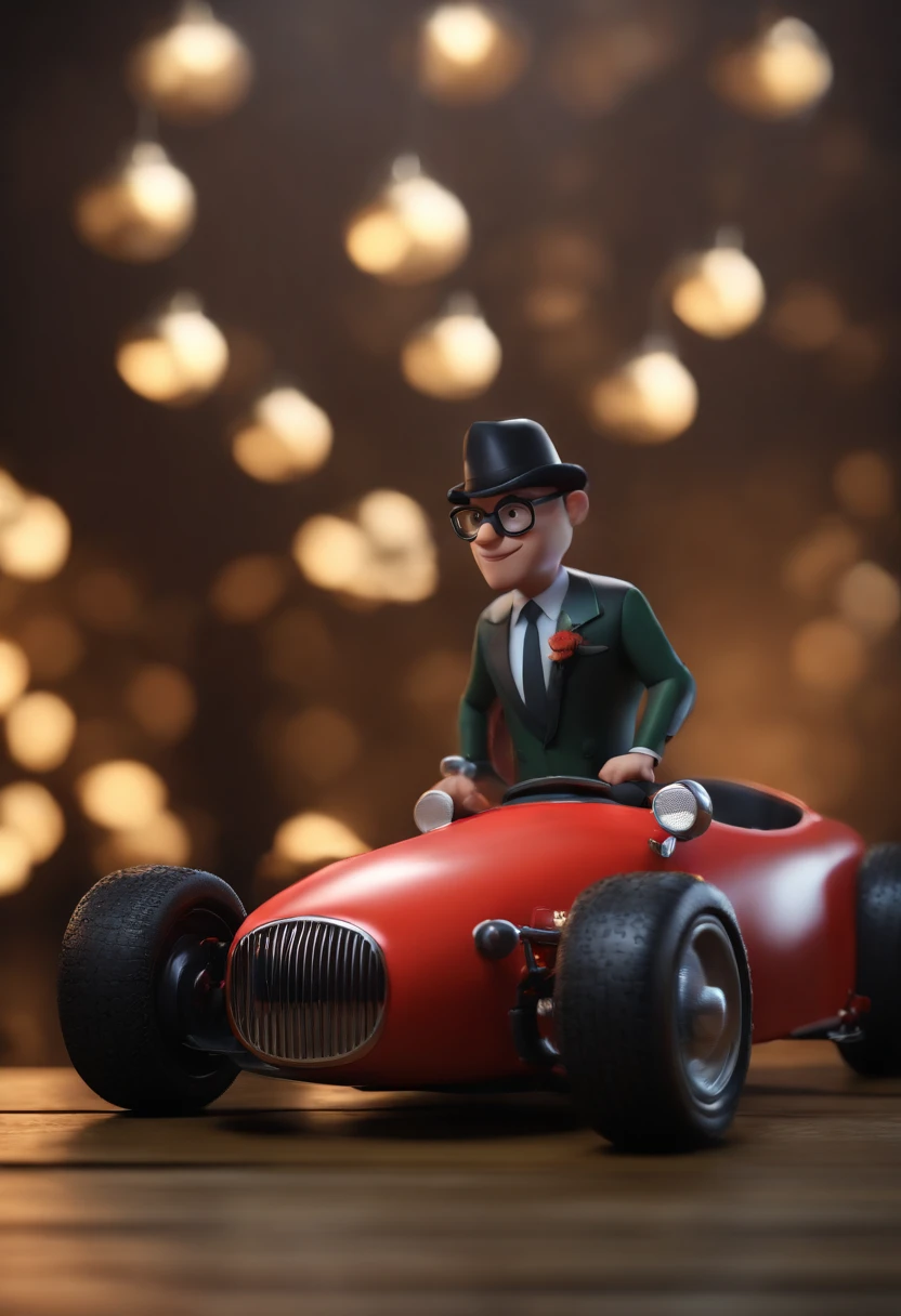 Cartoon character of a man with black glasses and a black shirt,olhos verdes, animation character, Caractere estilizado, animation style rendering, 3D estilizado, Arnold Maya render, 3 d render stylized, toon render keyshot, Personagem 3D, Personagem 3D, 3d rendering stylized, 3 d character render, personagem de desenho animado, Personagem de close up, Pose de personagem, (Estilo Pixar) (master part:1.2) (Bokeh) (best quality) (pele detalhada) (textura detalhada) (8k) (argila) (Cinematic lighting) (foco nítido