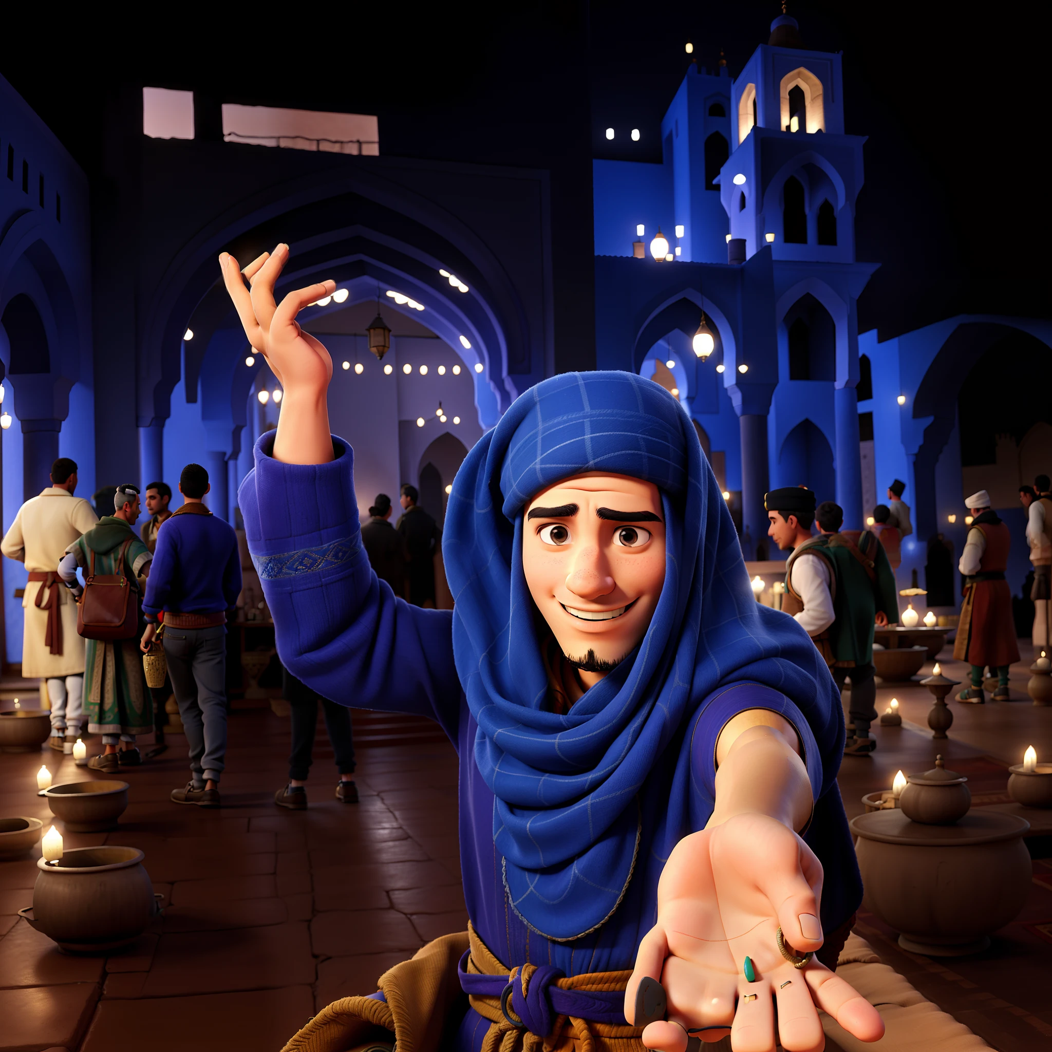Man with Moroccan trages in a Moroccan palace