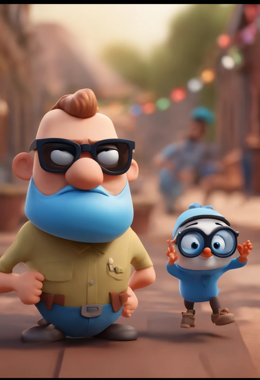 Cartoon character of a man with black glasses and a blue shirt, animation character, Caractere estilizado, animation style rendering, 3D estilizado, Arnold Maya render, 3 d render stylized, toon render keyshot, Personagem 3D, Personagem 3D, 3d rendering stylized, 3 d character render, personagem de desenho animado, Personagem de close up, Pose de personagem, (Estilo Pixar) (master part:1.2) (Bokeh) (best quality) (pele detalhada) (textura detalhada) (8k) (argila) (Cinematic lighting) (foco nítido