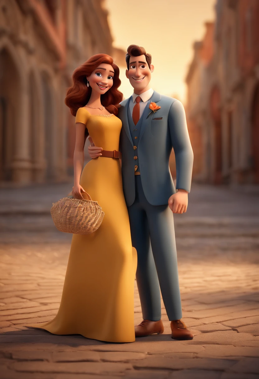 Cartoon characters of a man and a woman who are posing for a photo, Adorable and happy couple, casal sorridente,   Imagem interna, Imagem de perfil, Retrato de casal, Caractere estilizado, animation style rendering, 3D estilizado, Arnold Maya render, 3 d render stylized, toon render keyshot, Personagem 3D, Personagem 3D, 3d rendering stylized, 3 d character render, personagem de desenho animado, Personagem de close up, Pose de personagem, (Estilo Pixar) (master part:1.2) (Bokeh) (melhor qualidade) (pele detalhada) (textura detalhada) (8k) (argila) (Cinematic lighting)