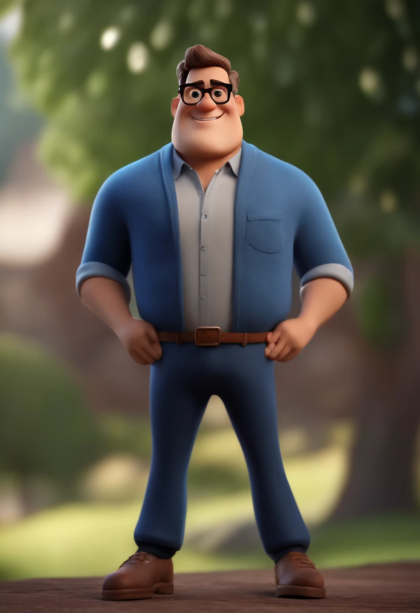 Cartoon character of a man with black glasses and a blue shirt, animation character, Caractere estilizado, animation style rendering, 3D estilizado, Arnold Maya render, 3 d render stylized, toon render keyshot, Personagem 3D, Personagem 3D, 3d rendering stylized, 3 d character render, personagem de desenho animado, Personagem de close up, Pose de personagem, (Estilo Pixar) (master part:1.2) (Bokeh) (best quality) (pele detalhada) (textura detalhada) (8k) (argila) (Cinematic lighting) (foco nítido