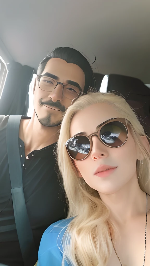 master part, anime, best quality, 2Outros, par, maduro, adulto, height difference, moda diferente, cor diferente, roupas casuais, mangas compridas, sorrir, Feliz, amor, Vento agitado, blue skies, homem de cabelos compridos, homem de cabelo castanho claro, mulher de cabelo preto, mulher de cabelo preto
