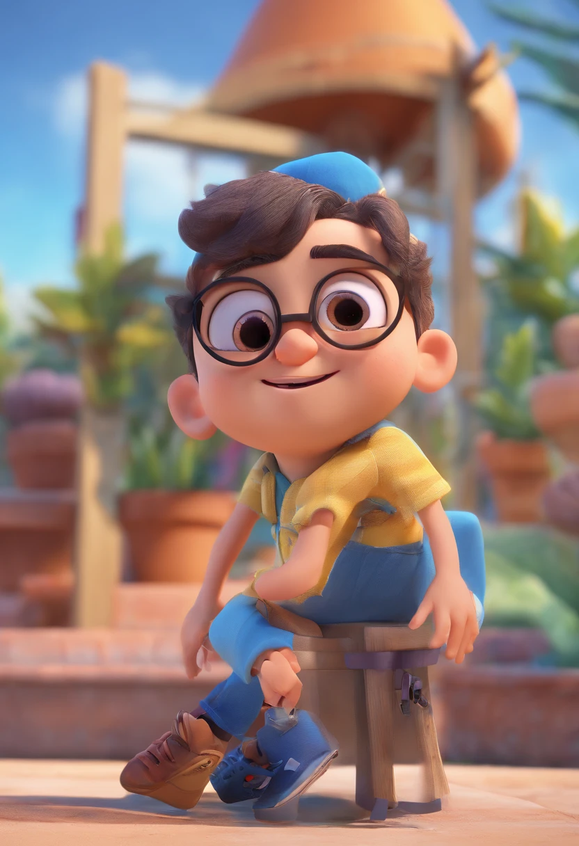 Cartoon character of a man with black glasses and a blue shirt, animation character, Caractere estilizado, animation style rendering, 3D estilizado, Arnold Maya render, 3 d render stylized, toon render keyshot, Personagem 3D, Personagem 3D, 3d rendering stylized, 3 d character render, personagem de desenho animado, Personagem de close up, Pose de personagem, (Estilo Pixar) (master part:1.2) (Bokeh) (best quality) (pele detalhada) (textura detalhada) (8k) (argila) (Cinematic lighting) (foco nítido