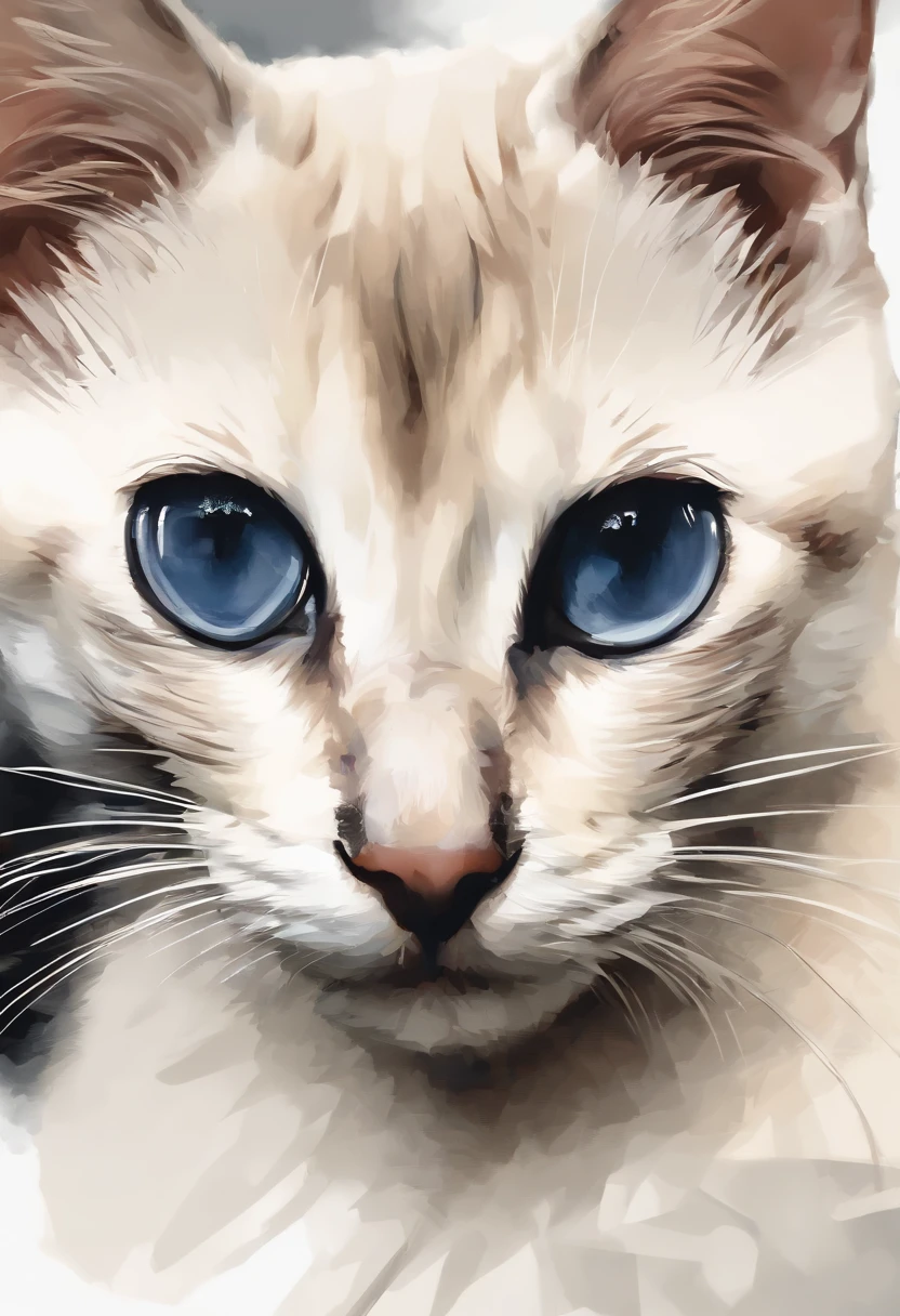 Perfect centralization, A cute Siamese breed kitten all over, Use uma jaqueta de estudante, wearing sunglasses, Usando fones de ouvido, Standing position, beleza abstrata, Centrado, looking at the camera, Facing the camera, nearing perfection, Dynamic, luar, altamente detalhado, pintura digital, art stations, Conceito-Arte, liso, foco nítido, 8k, high-definition resolution, illustration, arte de Carne Griffiths e Wadim Kashin, fundo branco