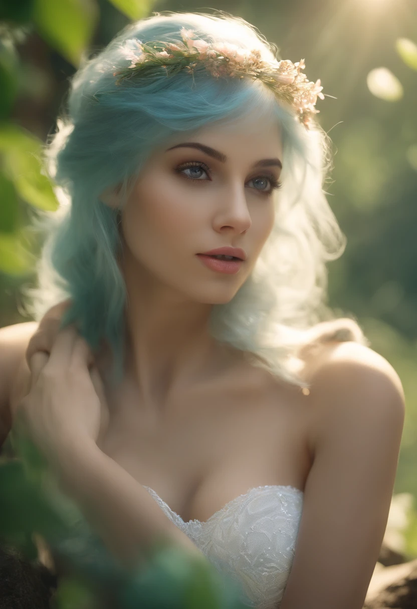 (VI-000020:1.2), (ultra fotorrealista:1.3), (master part:1.4), best quality, ((Realistic)), alta qualidade, ultra detalhado, ((cara de anime realista)), ((pele realista)), ((corpo realista)), ((pose sexy)) (best quality:1.1), (illustration:1.05), (1girl:1.05), (fofo:1.05), (belos olhos detalhados:1.05), (Cinematic light:1.1), Destaques em azul claro, cabelo rosa de corpo inteiro, 1girl, retrato tirano bonito, aqua cabelo, olhos brilhantes, vestido branco, templo, Looking at the Warcraft scenery of the viewer's forest