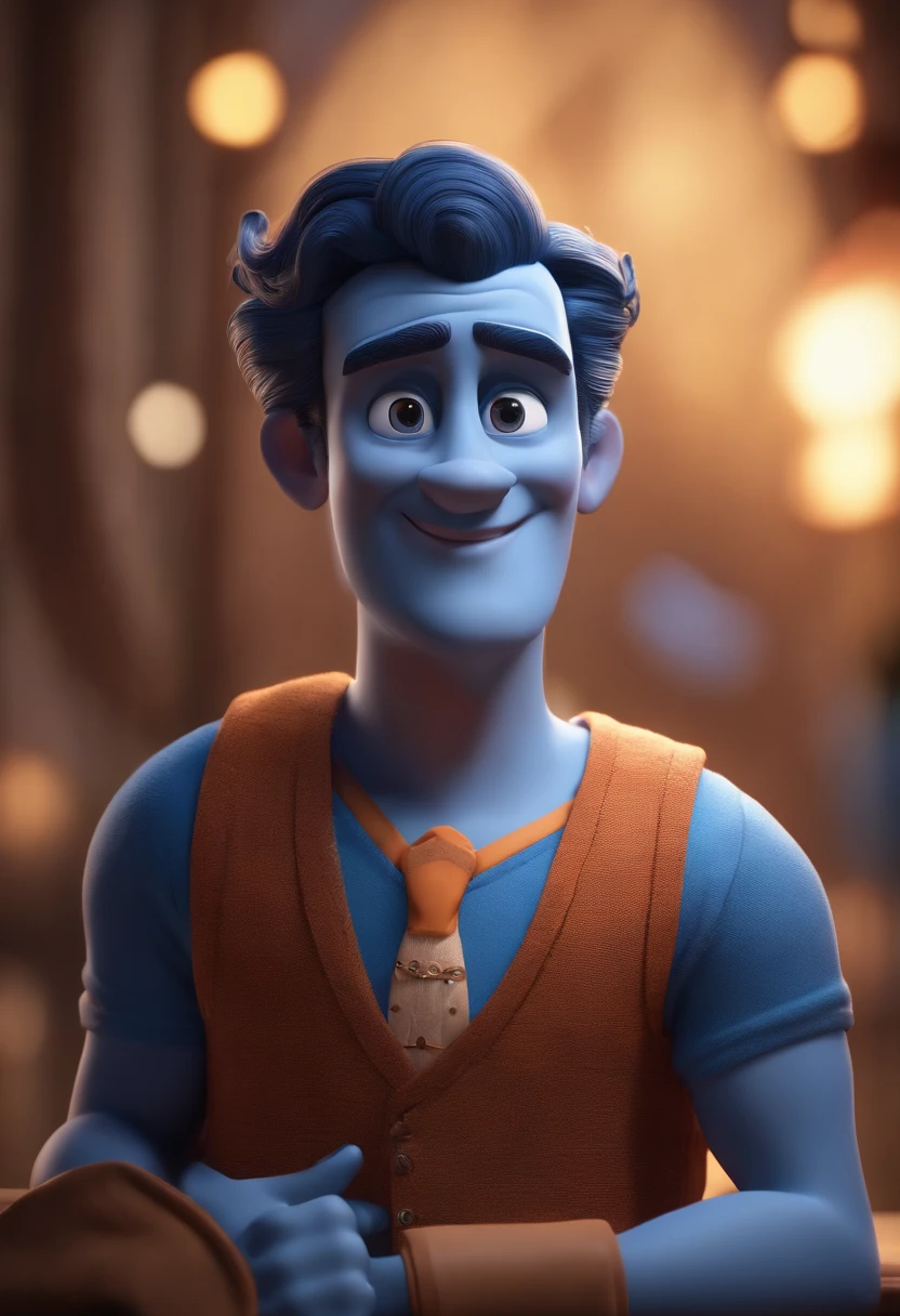 personagem dos desenhos animados de um homem com uma camisa azul, animation character, Caractere estilizado, animation style rendering, 3D estilizado, Arnold Maya render, 3 d render stylized, toon render keyshot, Personagem 3D, Personagem 3D, 3d rendering stylized, 3 d character render, personagem de desenho animado, Personagem de close up, Pose de personagem, (Estilo Pixar) (master part:1.2) (Bokeh) (best quality) (pele detalhada) (textura detalhada) (8k) (argila) (Cinematic lighting) (foco nítido