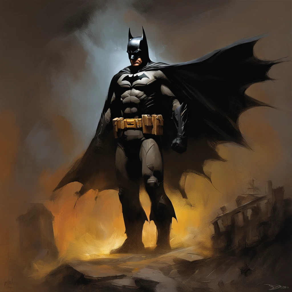 batman standing , Retrato do Batman, O estilo de pintura de James Gurney, Retrato do Batman, Ordinance, Par Craig Mullins, Lighting spotted by Craig Mullins, par Brian Thomas, Directed by: James Ryman, inspirado em Jim Lee, Directed by: James Gurney, par Dave Dorman, Batman Portrait Ancient Bible, par Chris Moore, Directed by: Robert Peak