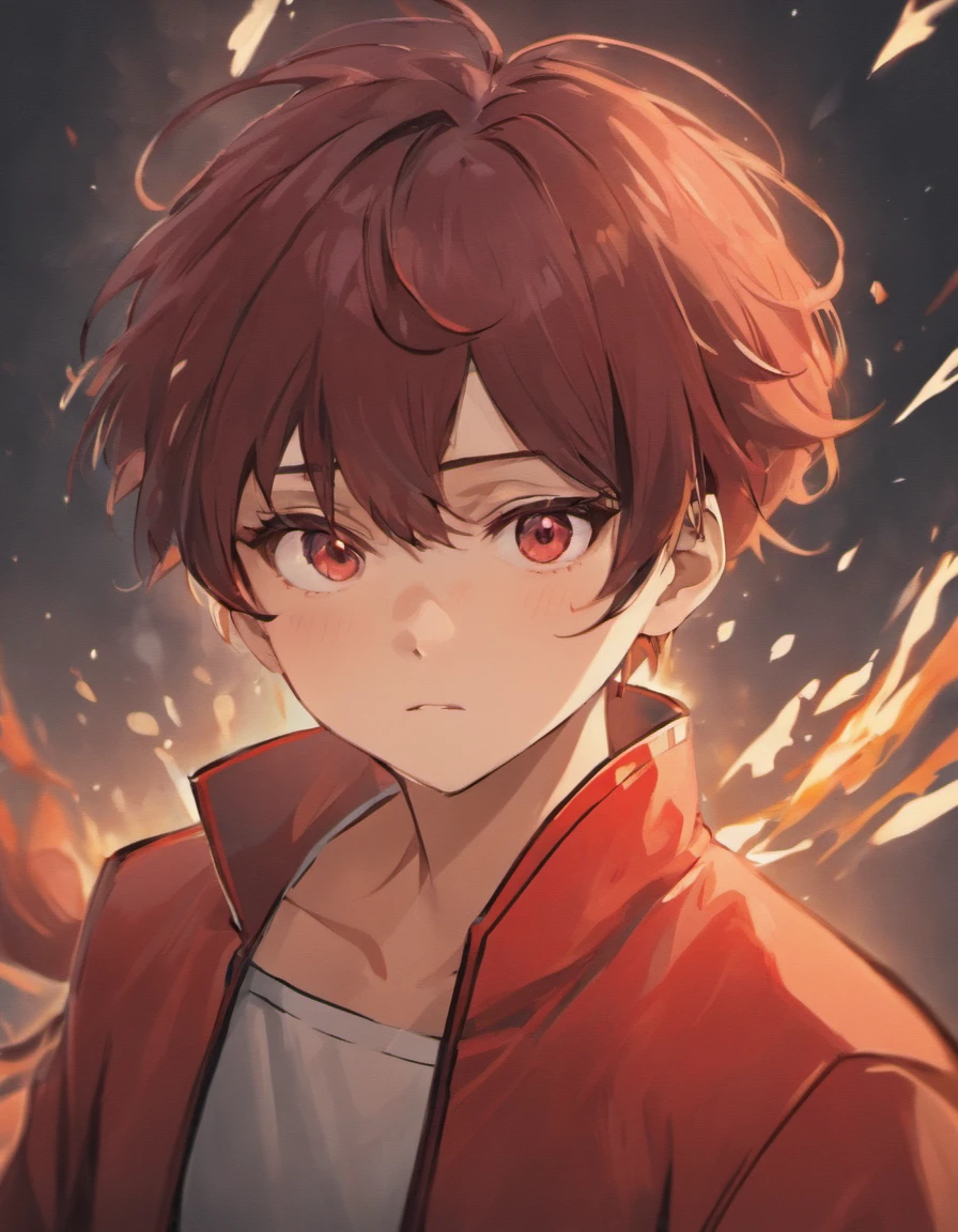 make me a manga panel style art drawing of an asian anime character with dark hair male chinese taekwondo manga panel dark red hair Brownish-Gray eyes mole under right eye and freckles features resemble hwang hyunjin
