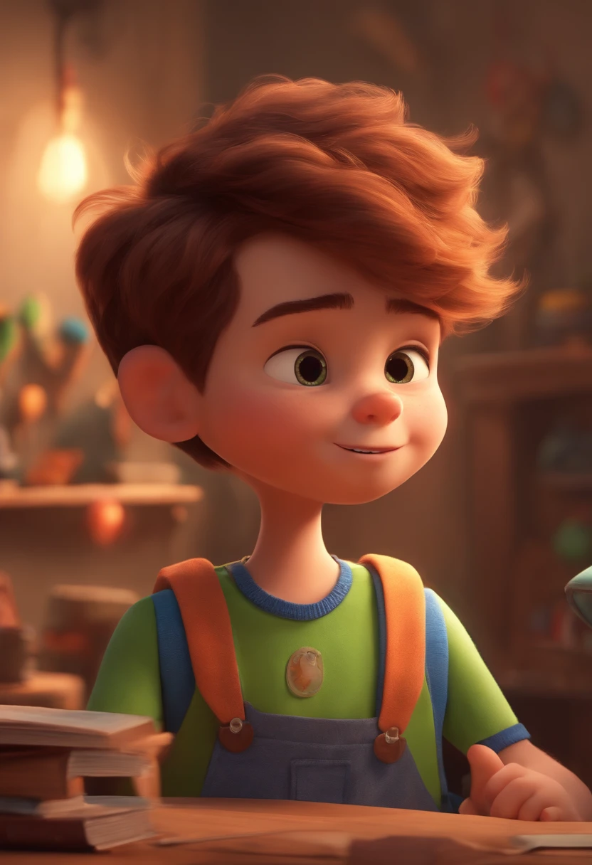 Image of a boy for a story in a YouTube video in Pixar format, He's the  allabester, He's the class leader, He's outgoing, Playful and gets up for a lot of things