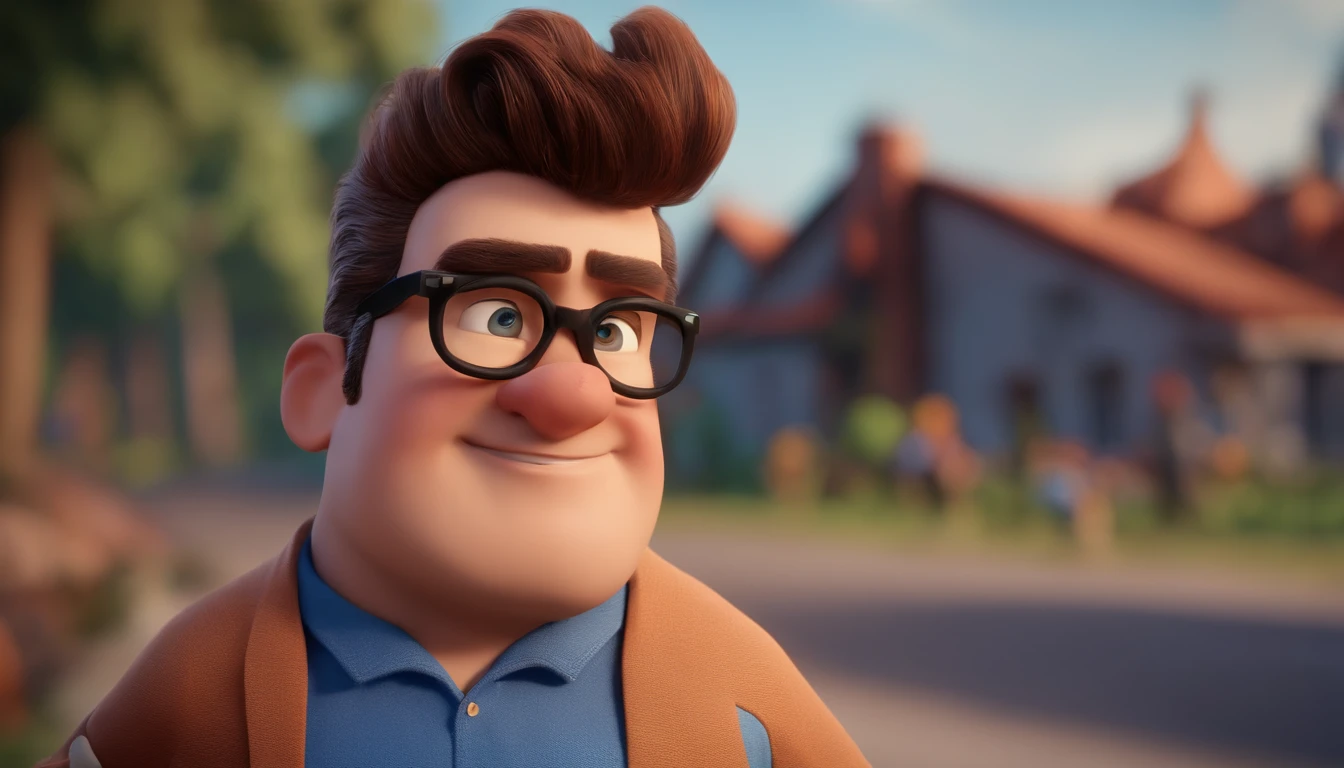 Cartoon character of a man with black glasses and a blue shirt, animation character, Caractere estilizado, animation style rendering, 3D estilizado, Arnold Maya render, 3 d render stylized, toon render keyshot, Personagem 3D, Personagem 3D, 3d rendering stylized, 3 d character render, personagem de desenho animado, Personagem de close up, Pose de personagem, (Estilo Pixar) (master part:1.2) (Bokeh) (best quality) (pele detalhada) (textura detalhada) (8k) (argila) (Cinematic lighting) (foco nítido