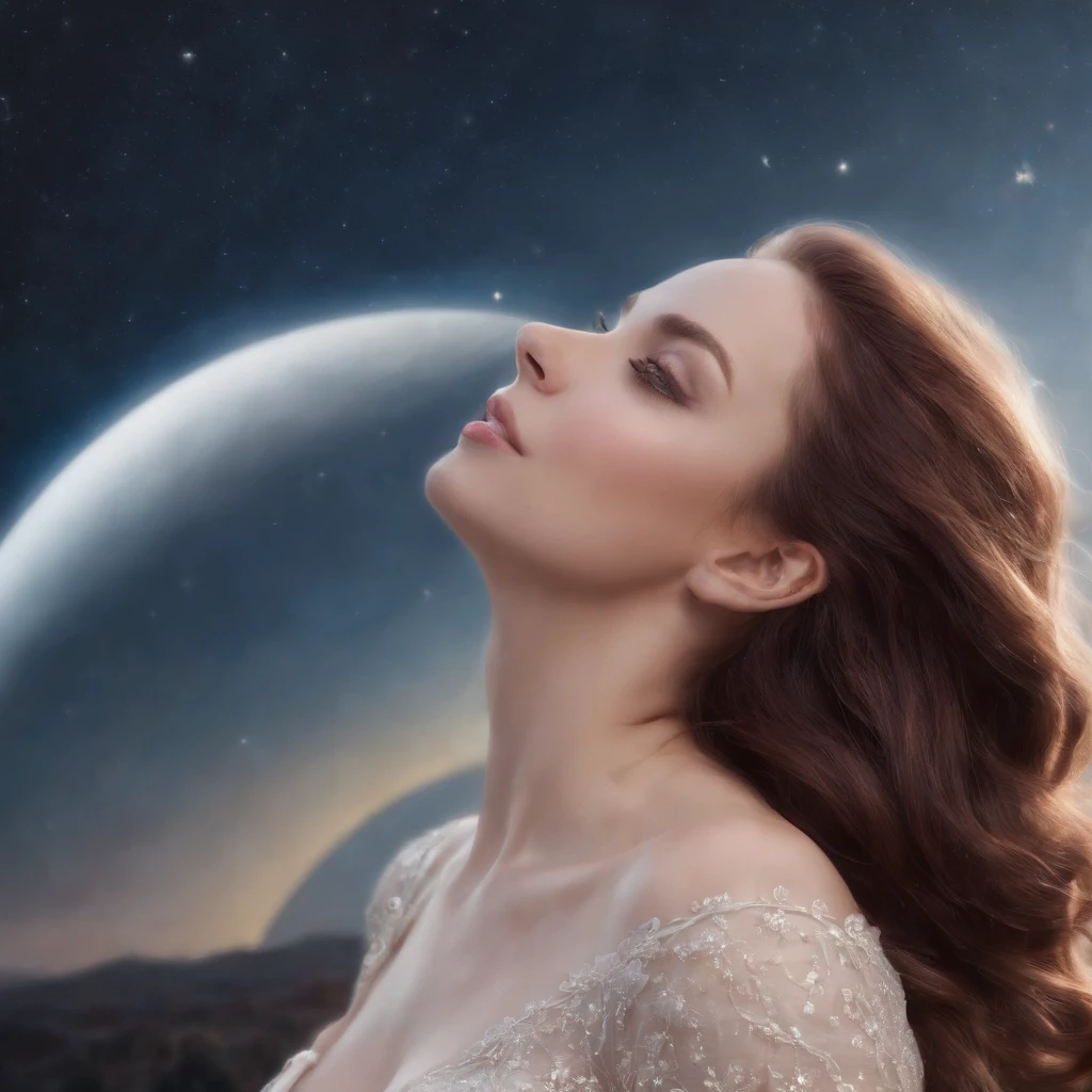 master part, (best quality: 1.2), (super fino: 1.2), illustration, (extremamente delicado e bonito: 1.2), Film angle, floating, (Olho de detalhe bonito: 1.1), (luz do detalhe: 1.1), luzes de filme, Delicate sky, Woman, cabelos brancos, olhos azuis, (rabo de cavalo alto: 1.1), capa, olhos brilhantes, (lua: 1.2), (luar: 1.1), Starry sky, (light particles: 1.1), mistborn , pintura de neve, sketching, blossoming