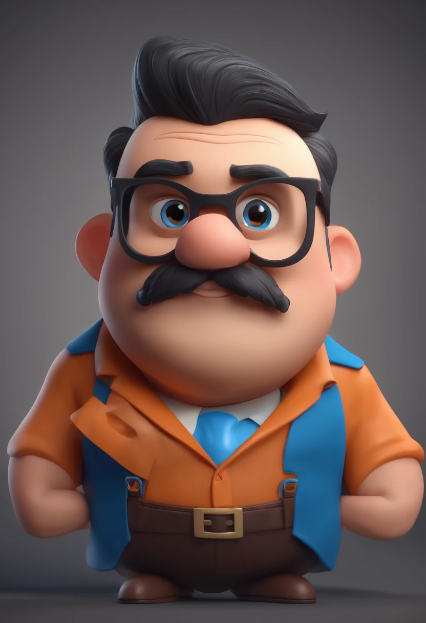 Cartoon character of a man wearing sunglasses and a blue shirt, Um personagem animado, Caractere estilizado, animation style rendering, 3D estilizado, Rendu Arnaldo Maya, 3d rendering stylized, toon render keyshot, Personagem 3D, Personagem 3D, 3d rendering stylized, 3 d character render, Personagem de desenho animado, Personagem de close-up, Pose do personagem, (Estilo Pixar) (Festa Master:1.2) (Bokeh) (Melhor Qualidade) (Pele detalhada) (Textura detalhada) (8k) (argila) (cinematic lighthing) (Crisp Focus,Senta-se e esvazia a parte superior do corpo