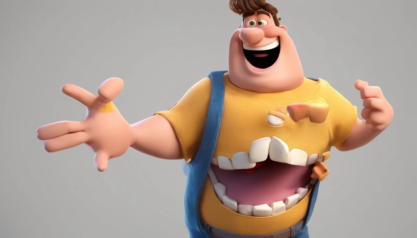 Smiling Man Illustration, sorriso insano, Homem de pele marrom com um sorriso gigante, happily smiling at the camera, sorriso atrevido, he's smiling, sorriso muito grande, Macho sorridente, foto de perfil headshot, rindo sorriso enorme, desenhando no estilo de Arte 3D, c4d, fundo de cor branco puro, estilo disney, estilo pixar render ilustracao Super Detalhe, 8k