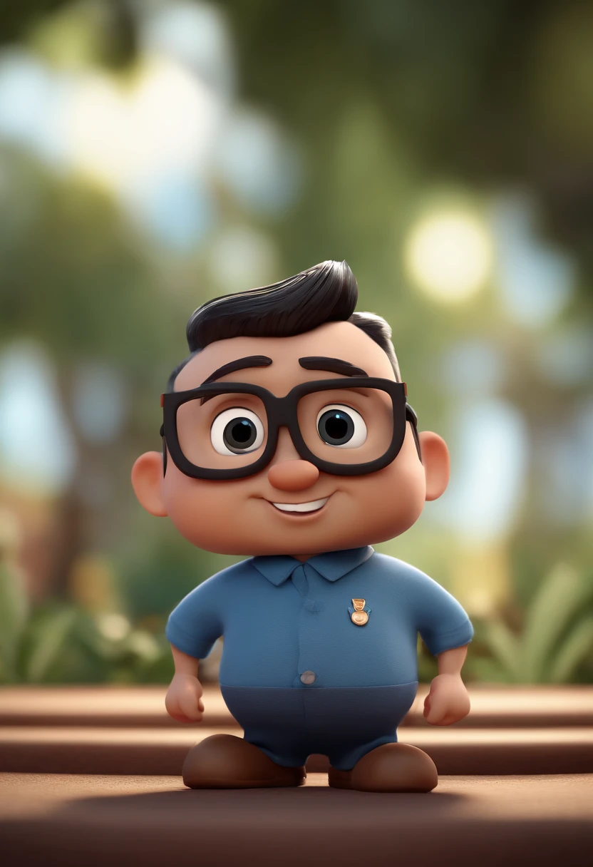 Cartoon character of a man with black glasses and a blue shirt, animation character, Caractere estilizado, animation style rendering, 3D estilizado, Arnold Maya render, 3 d render stylized, toon render keyshot, Personagem 3D, Personagem 3D, 3d rendering stylized, 3 d character render, personagem de desenho animado, Personagem de close up, Pose de personagem, (Estilo Pixar) (master part:1.2) (Bokeh) (best quality) (pele detalhada) (textura detalhada) (8k) (argila) (Cinematic lighting) (foco nítido