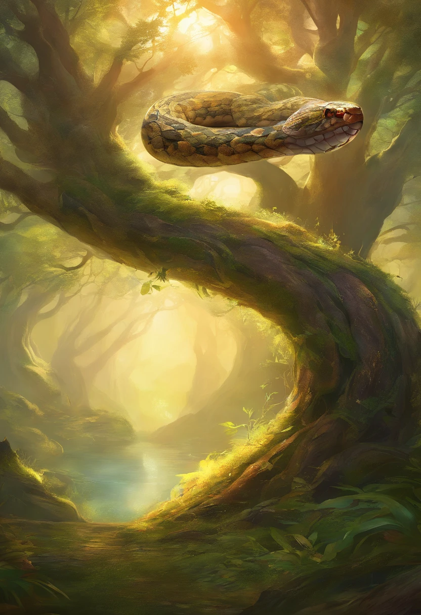 snake coiled around a tree branch