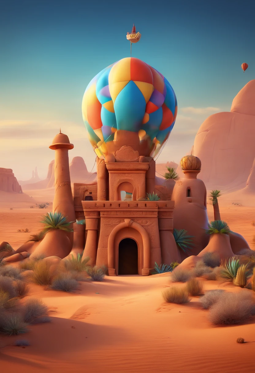 Desenho estilo 3D Pixar plano de fundo de festa no deserto