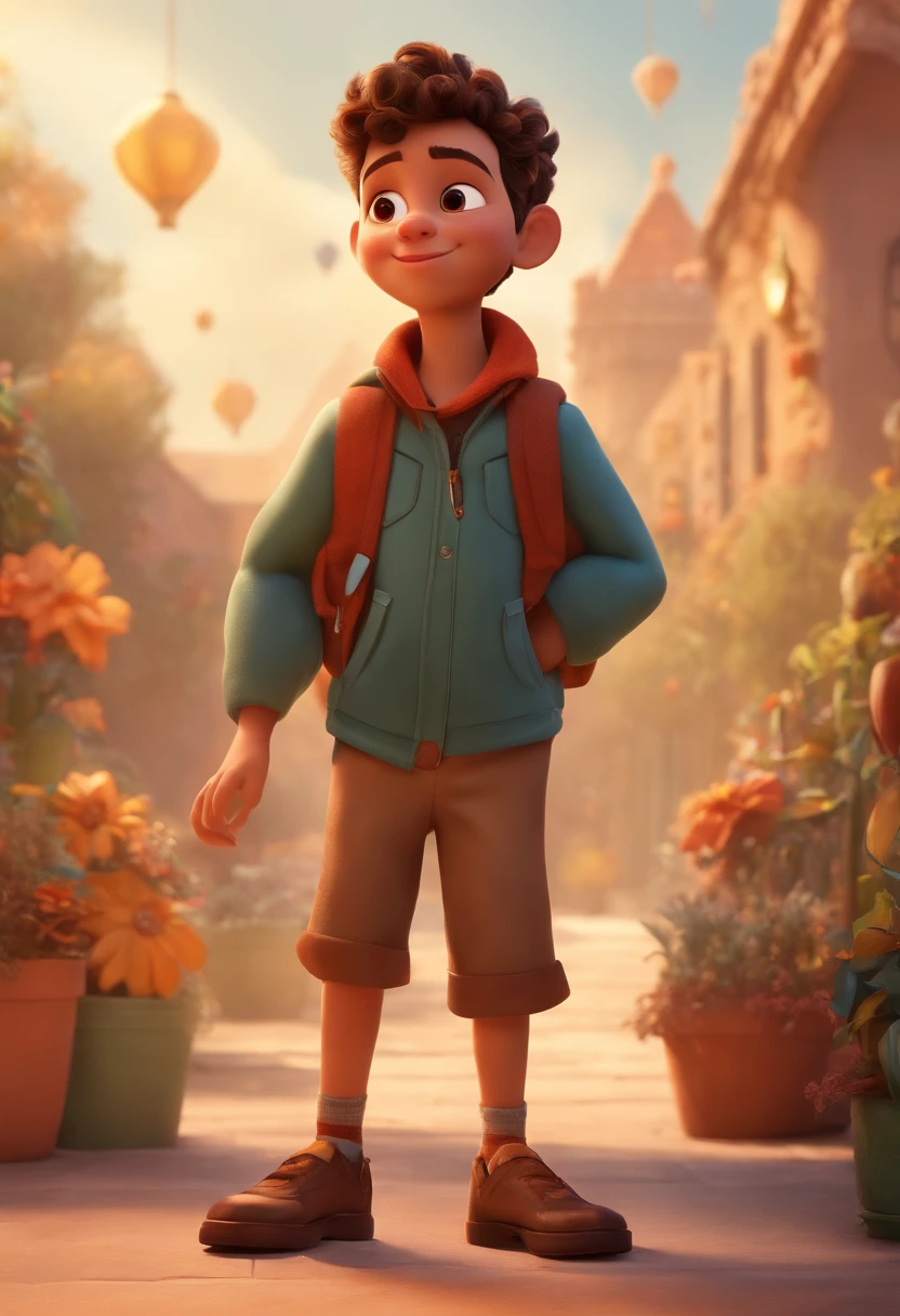 Image of a boy for a story in a YouTube video in Pixar format, He's the little allabester, He's the class leader, He's outgoing, Playful and gets up for a lot of things