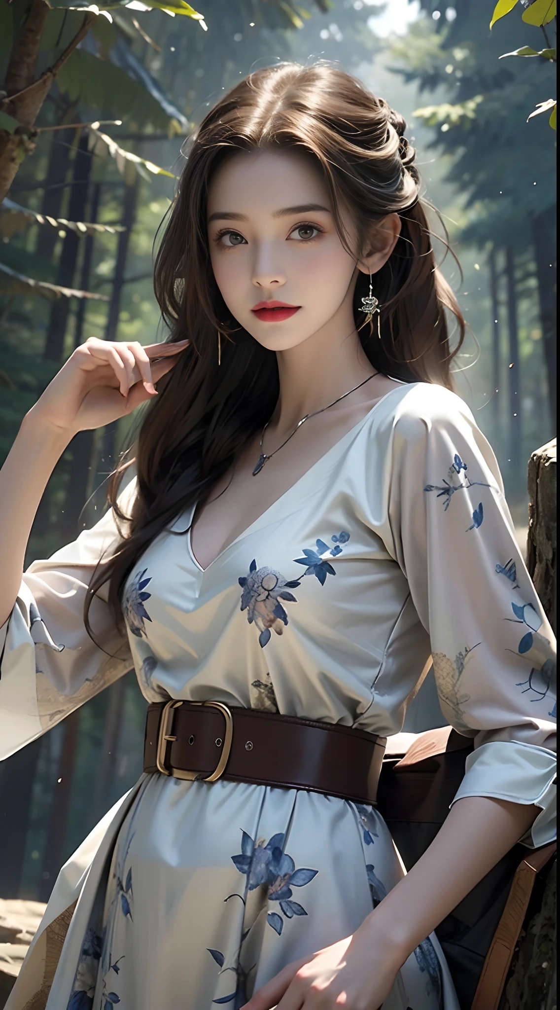 best qualtiy,tmasterpiece,超A high resolution,perfect anatomia,(fidelity:1.4),RAW photogr,ssmile,2girls,25-year-old woman and 8-year-old girl,Women and little girls, Mother and daughter,Gorgeous mother and loli daughter,In the forest,cowboy shot,cinmatic lighting,Parent and child of fashion model,adolable,, (NSFW:1.2)