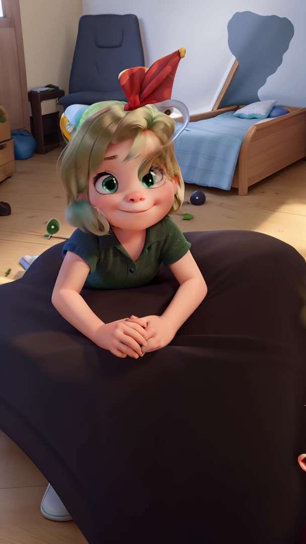 Three Year Old Girl Pixar Disney Cartoon Green Eye Drawing Dark Blonde Hair