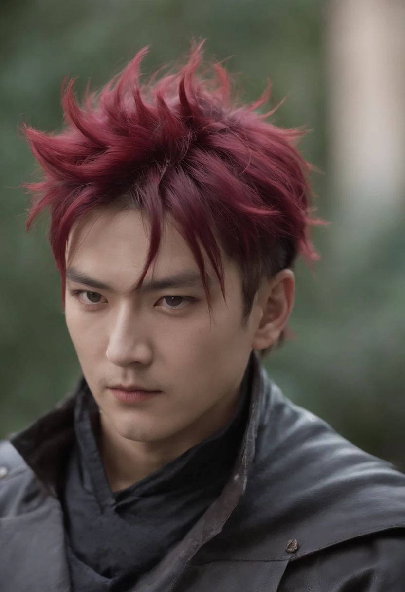 pessoa com cabelos ruivos e uma jaqueta roxa, Coringa se parece com Naruto, Jujutsu Kaisen, como um personagem de anime, Kentaro Miura!, Retrato de Hisoka Hunter Hunter, Shiro, Deadman Wonderland, Norihiro Yagi, em um anime, messy spiked red hair, Tetsuo futurista
