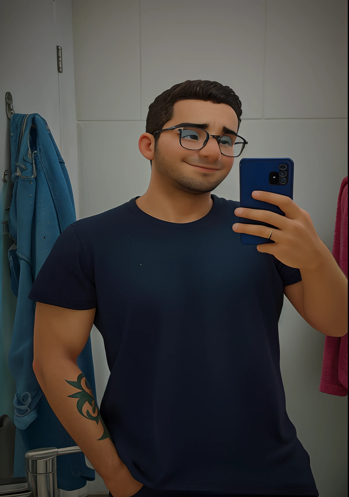 Jovem tirando foto no espelho, bonito, 4k