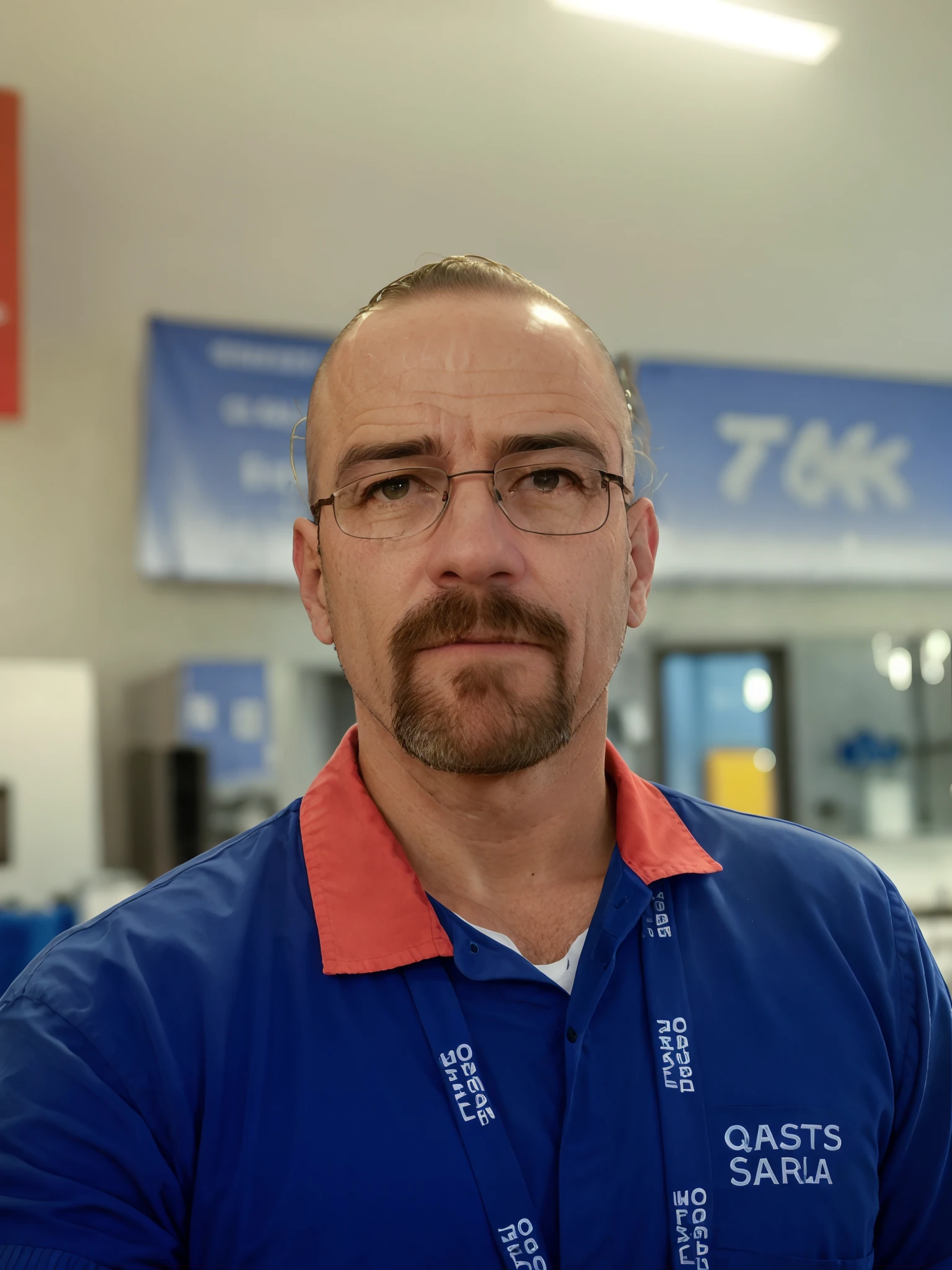Homem Arafed em camisa azul com gola vermelha e etiqueta de nome, Fotografia selfie 8k, Miguel Vicente, Miguel Iglesias, Boris Vallego, david rios ferreira, Jesus Alonso Iglesias, imagem profissional, Anton Fadeev 8 K, Daniel Dociu, imagem de qualidade muito baixa, Nicola Samuri, Taras Susak, imagem frontal, ástor alexander