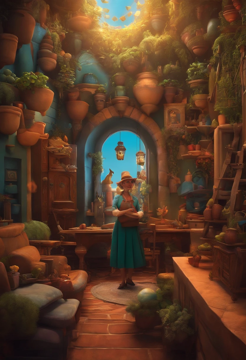 A Dream Architect Inspired by Pixar Animation, de perto. Facial expressions are captivating, com um toque de irrealidade.