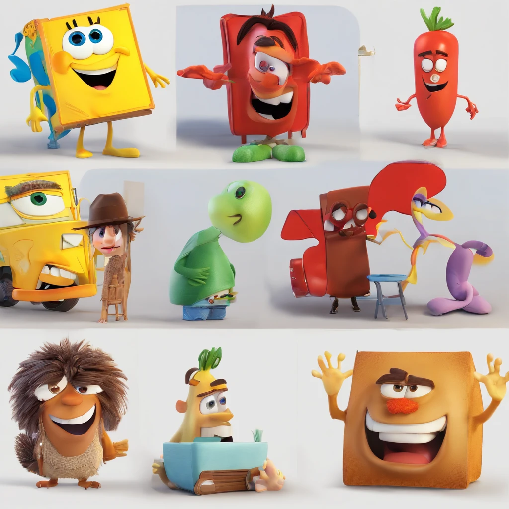 Crie um cartaz inspirado na Disney Pixar, com a personagem sendo uma jovem com cabelo marrom e longo, In an office with the characters from Inside Out on the table