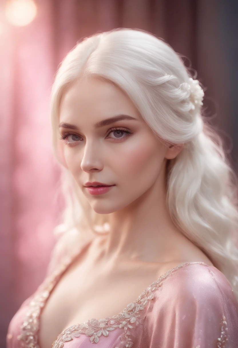 blond woman with white hair and glowing lights in a pink dress, beautiful digital artwork, fantasy gorgeous lighting, gorgeous digital art, stunning digital illustration, digital fantasy art ), 3 d render character art 8 k, a stunning young ethereal figure, 4k highly detailed digital art, ethereal fantasy, very beautiful digital art, beautiful digital art, fantasy digital art, digital fantasy art