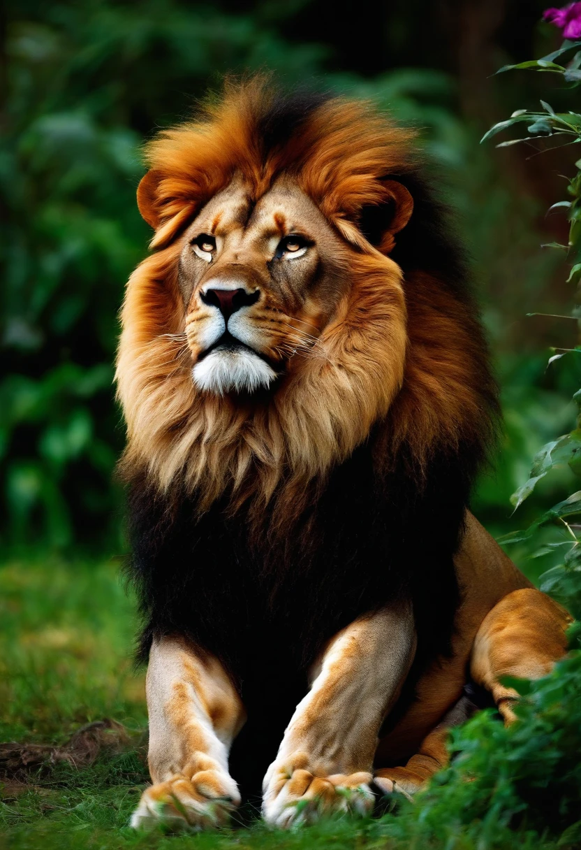 lion in the garden and Roaring