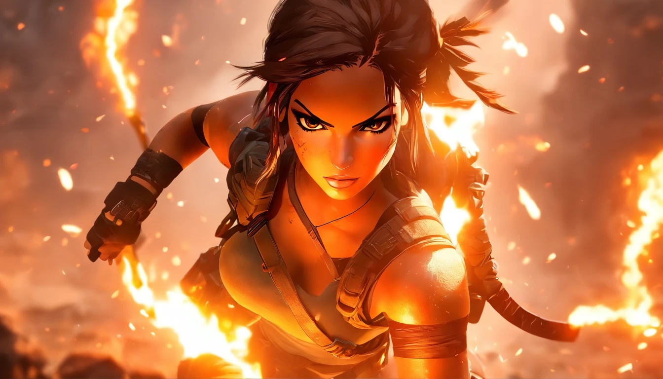 Lara Croft, com fogo em sua alma preparada para guerra!!