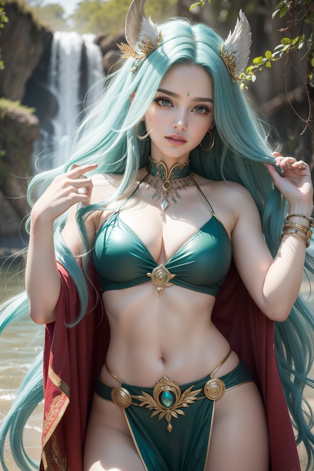 Absurdo, ultra-detalhado, alta qualidade, master part, Rosto detalhado, Olhos bonitos(Olhos detalhados), Mitologia grega , Artemisa, Goddess of the hunt, Captivating and ethereal beauty, A lyrical and athletic figure, delicado, mas marcante, Savagery and independence shining through, cor do cabelo loiro , The hair was described as fluid and untamed, em cascata ao redor de seus ombros em ondas, radiante ou brilhante, a tez era justa e brilhante, reminiscente do luar , Wearing a short hunting tunic,