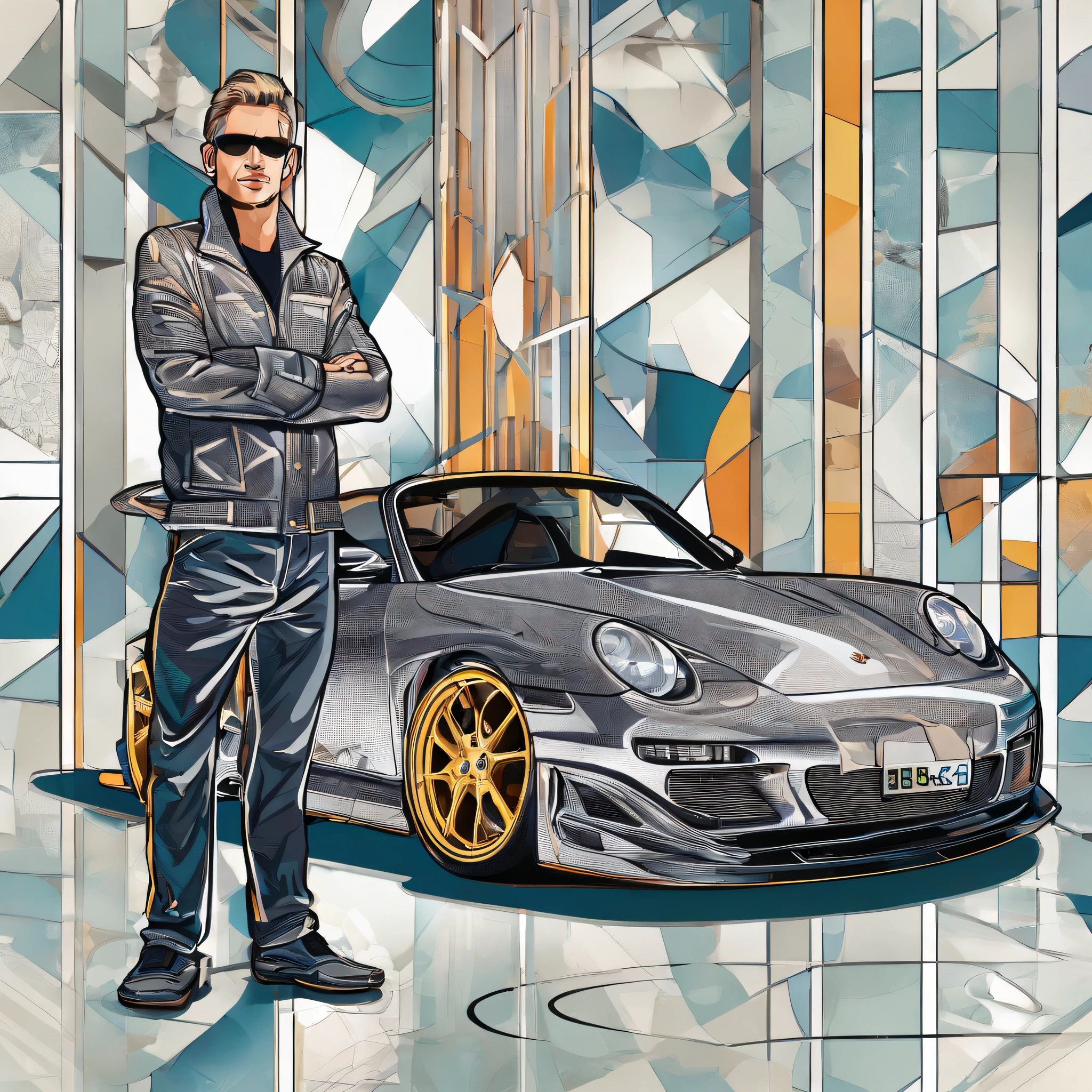 Man standing beside Porsche 996 GT3 Silver