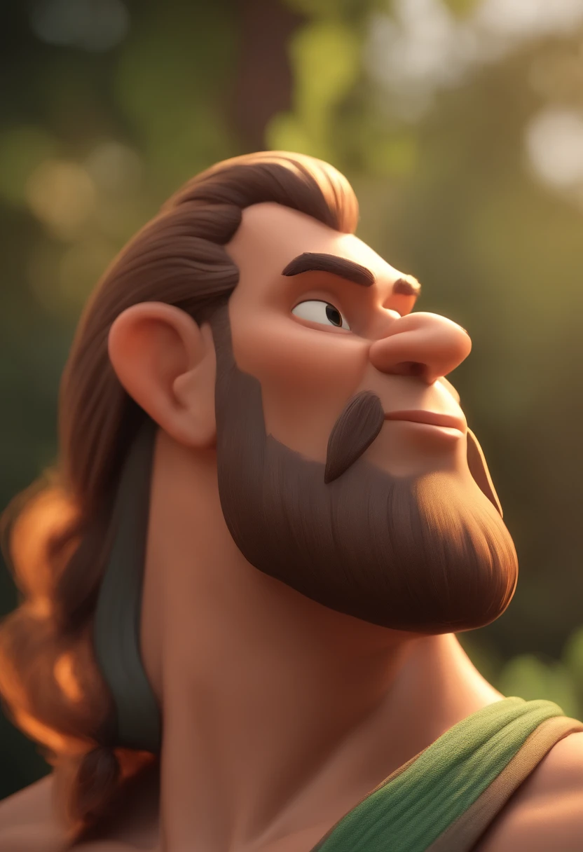 zeus, cabelo grande, com um barba rala, animation character, Caractere estilizado, animation style rendering, 3D estilizado, Arnold Maya render, 3 d render stylized, toon render keyshot, Personagem 3D, Personagem 3D, 3d rendering stylized, 3 d character render, personagem de desenho animado, Personagem de close up, Pose de personagem,  (Estilo Pixar) (master part:1.2) (Bokeh) (best quality) (pele detalhada) (textura detalhada) (8k) (argila) (Cinematic lighting) (foco nítido