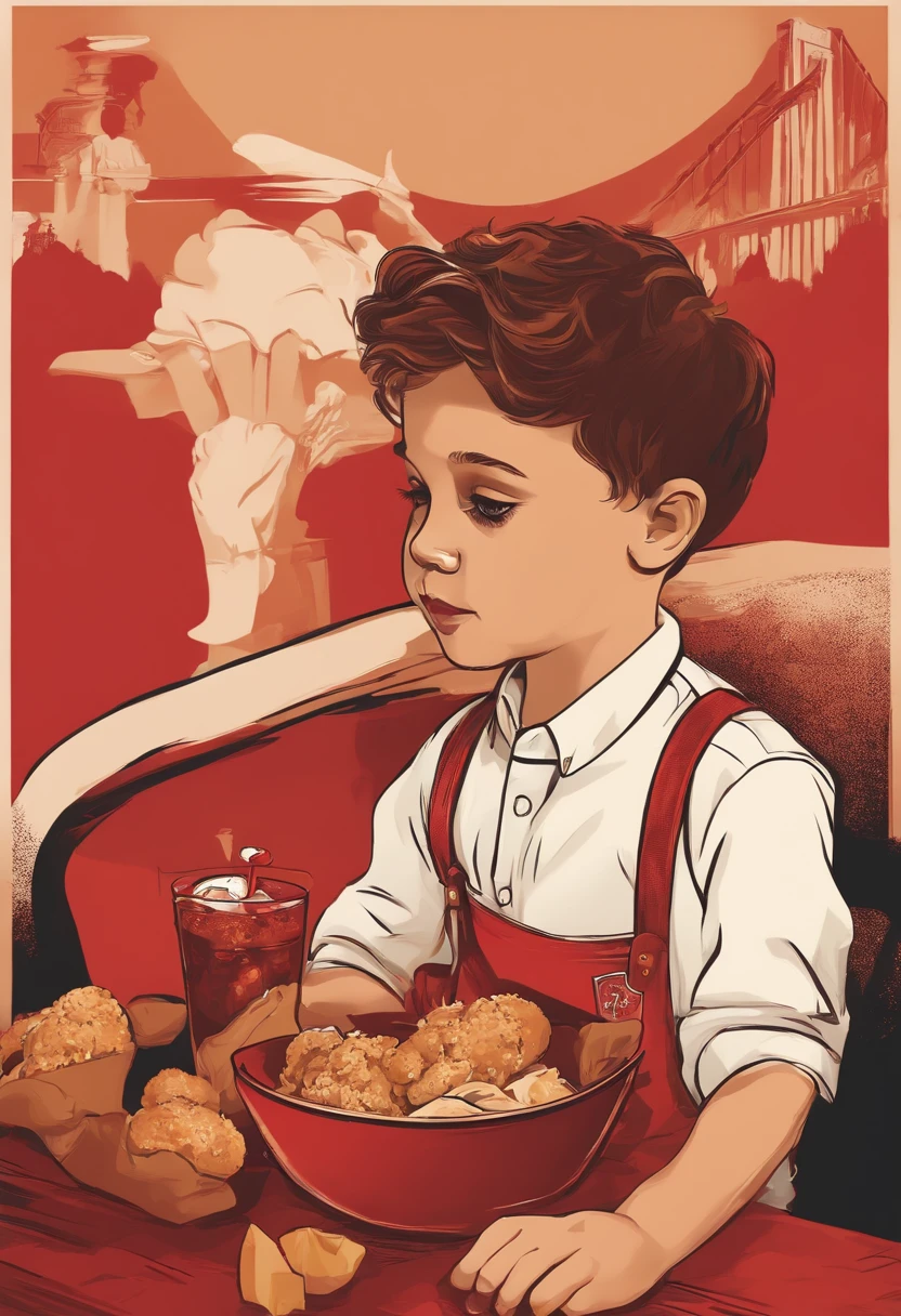 create a KFC style logo of a boy a boy, with a boy