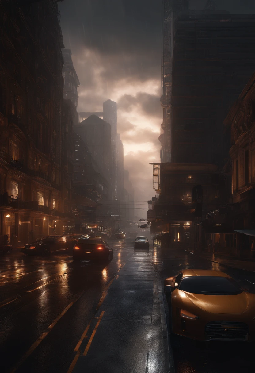 (scifi city,retrotide:1,sunset:0.9,storm clouds:0.9), [digital painting,concept artists:1.1], [futuristic atmosphere:1.1], [detailed buildings,high-rise buildings,towering skyscrapers:1.1], [dynamic composition:1.1], [glimmering lights:1.1], [heavy rain:0.9], [dramatic shadows:1.1], [moody atmosphere:1.1], [dark tones,deep shades:1.1], [sci-fi elements:1.1], [flying vehicles:1.1], [severe winds:0.9], [drenched streets,reflections on the wet pavement:1.1], [ominous feeling:1.1], [city silhouette against the stormy sky:1.1], [impressive architecture:1.1], [neon signs:1.1], [glowing windows:1.1], [steam rising from the streets:1.1]