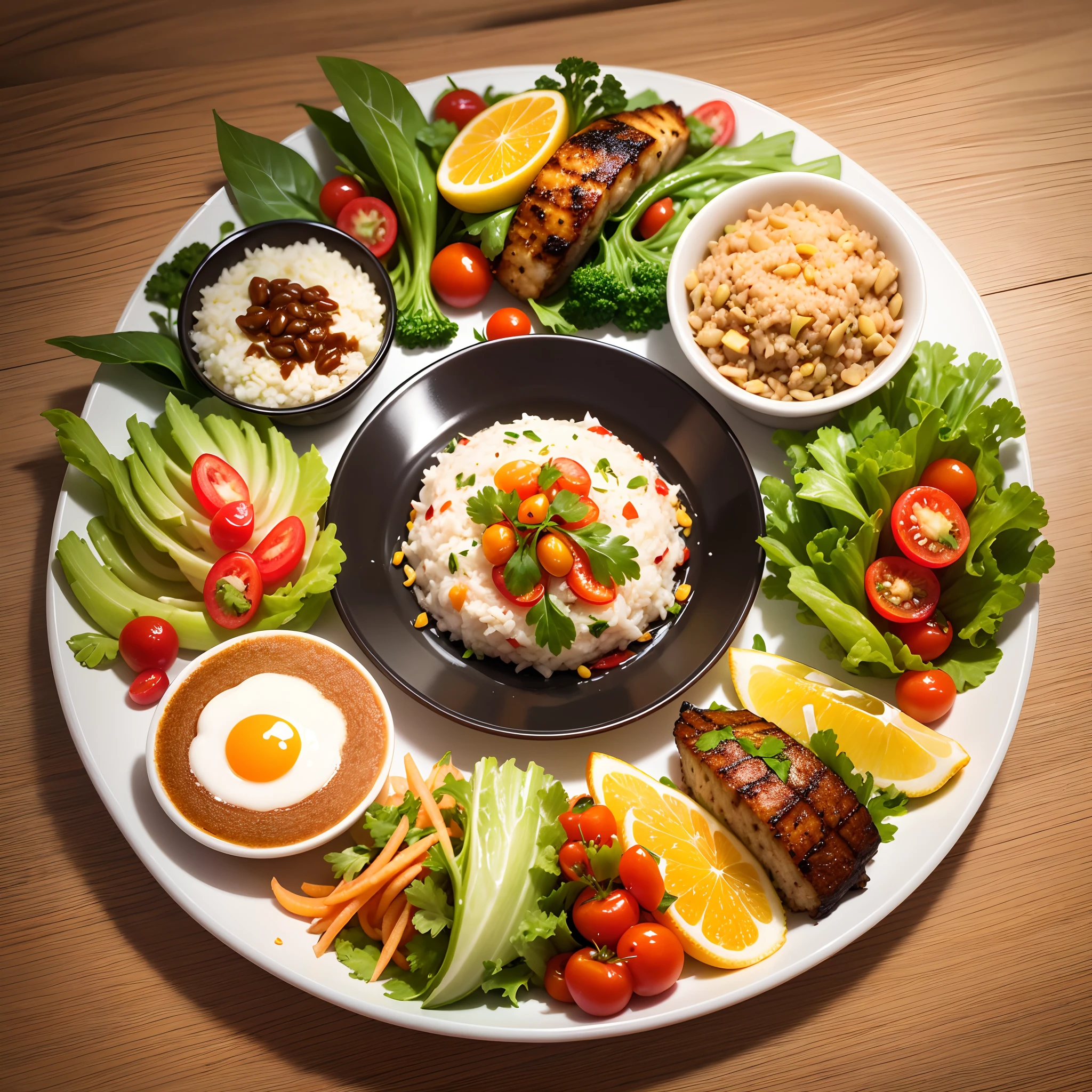 I want image of a plate of healthy and attractive food to see --auto --s2